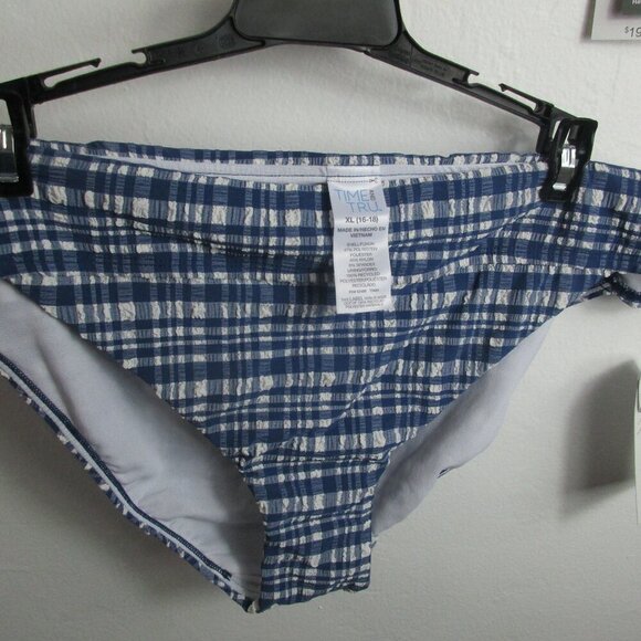 Time and Tru Bikini Top Womens XL Multi Seersucker Stretch Tie Shoulder Mid Rise - Picture 11 of 11